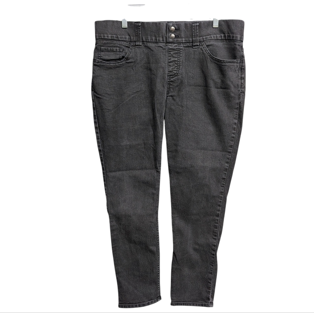 Distressed Faded Black / Dark Grey Stretchy Skinny Jeans Size 16